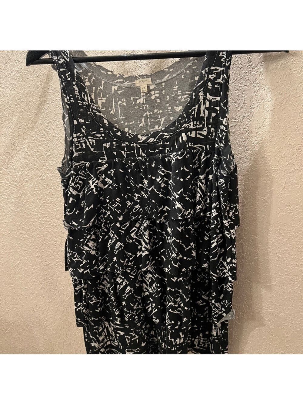 J. Crew Black and White Abstract Tank Top